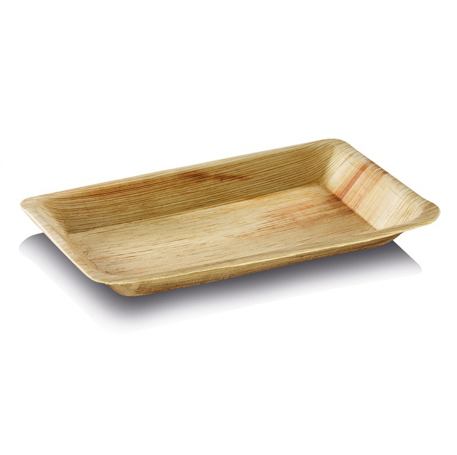NATURAL PALM LEAF RECTANGLE 10" x 7" DINNER PLATES - PACK OF 25