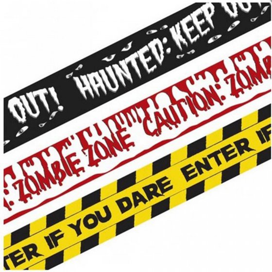HALLOWEEN PARTY TAPE IN 3 DESIGNS 3 x 9M ROLLS