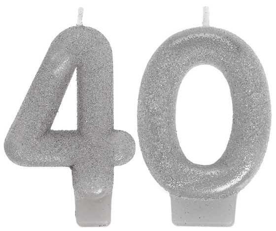 40TH BIRTHDAY CANDLE - SILVER