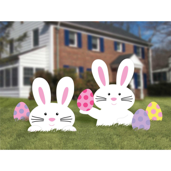 EASTER BUNNY ASSORTED YARD SIGNS - PACK OF 5