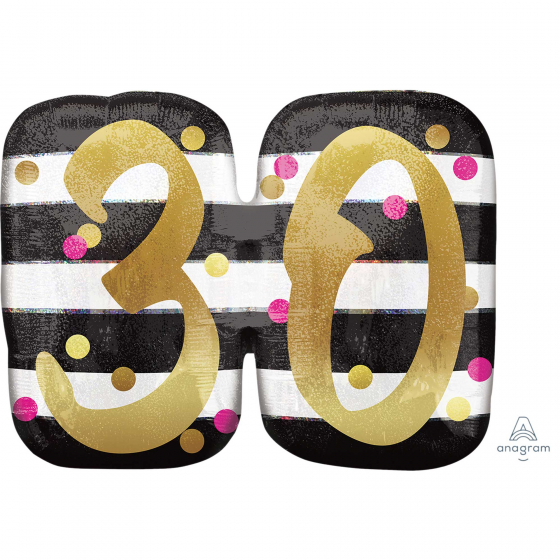 FOIL SUPER SHAPE BALLOON - 30TH BIRTHDAY ELEGANT PINK & GOLD