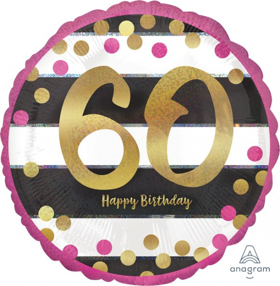 FOIL BALLOON - 60TH BIRTHDAY ELEGANT PINK & GOLD