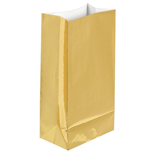 PAPER LOOT BAGS - GOLD FOIL - PACK OF 12