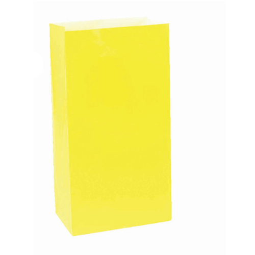 PAPER LOOT BAGS - YELLOW - PACK OF 12