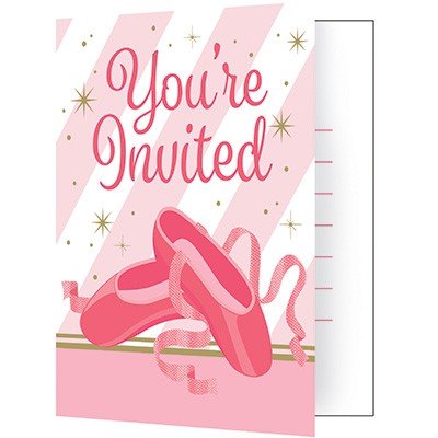 BALLERINA BALLET TWINKLE TOES PARTY INVITATIONS - PACK OF 8