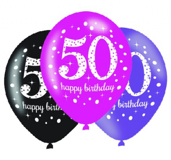 BALLOONS LATEX - 50TH PINK CELEBRATION ASSORTMENT - PACK 24