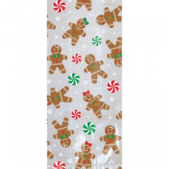 GIFT CELLO BAGS GINGERBREAD AN DESIGN - PACK 20