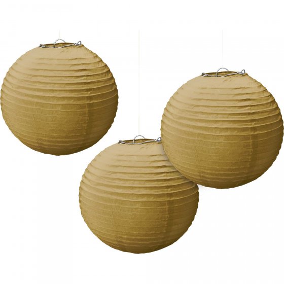 CHINESE PAPER LANTERN 24CM - GOLD PACK OF 3