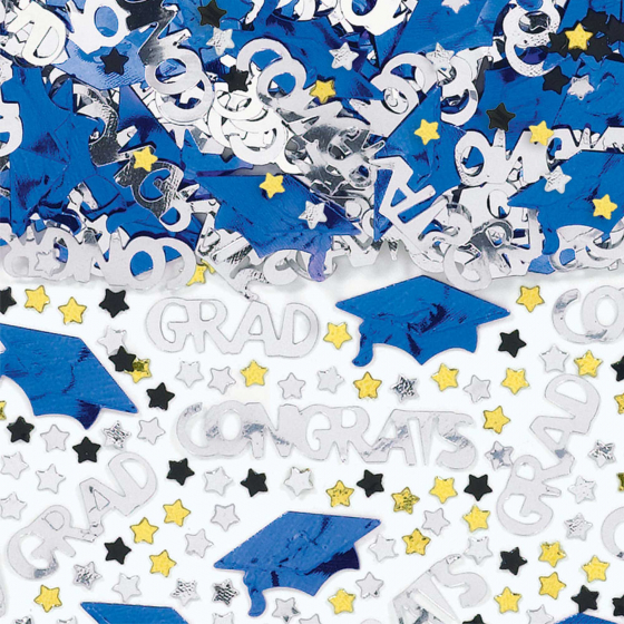 TABLE SCATTERS - GRADUATION CAP BLUE & SILVER WITH STARS