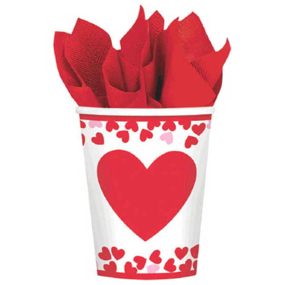 VALENTINES DAY CONFETTI HEARTS CUPS PACK OF 8
