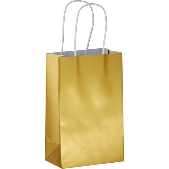PAPER LOOT BAGS WITH HANDLE - GOLD FOIL - PACK OF 24