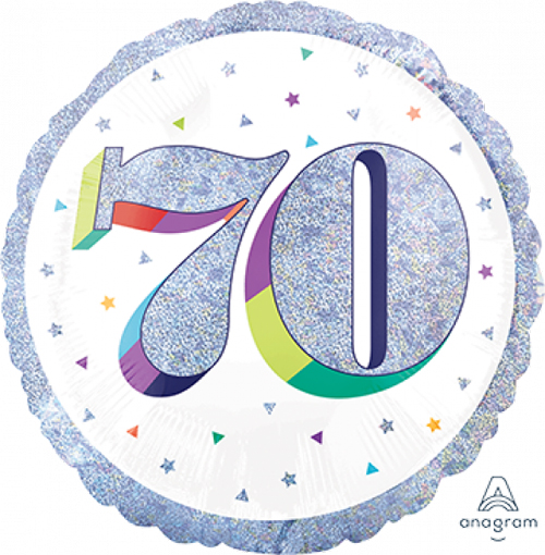 FOIL BALLOON - 70TH BIRTHDAY PRISMATIC \'HERES TO YOUR BIRTHDAY\'
