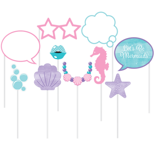 MERMAID IRIDESCENT PHOTO BOOTH PROPS - PACK OF 10