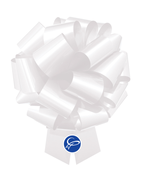 GIANT GIFT RIBBON LACQUERED PULL BOW - WHITE 16"/41CM