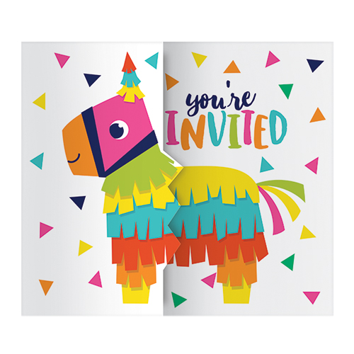 MEXICAN FIESTA FUN POSTCARD STYLE INVITATIONS - PACK OF 8