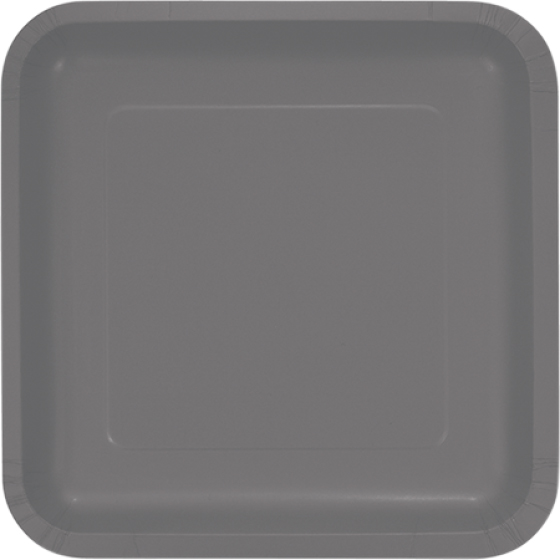 DISPOSABLE DINNER PAPER PLATE SQUARE - GLAMOUR GREY PACK OF 18