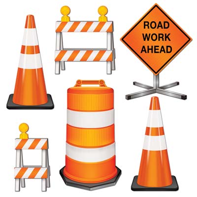 CONSTRUCTION ROAD CREW CUT OUTS - PACK OF 6