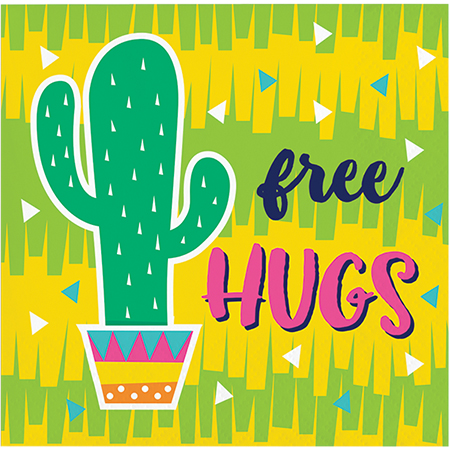 MEXICAN FIESTA FUN COCKTAIL NAPKINS 'FREE HUGS' PACK OF 16