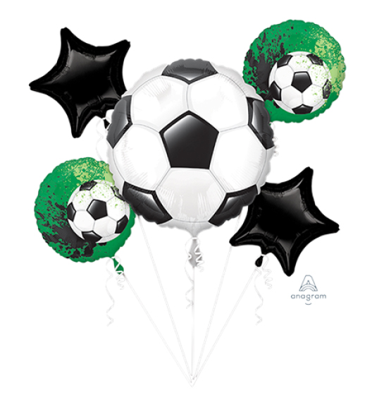 FOIL BALLOON - SOCCER BIRTHDAY BOUQUET PACK OF 5
