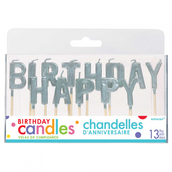 HAPPY BIRTHDAY SILVER PICK CANDLES