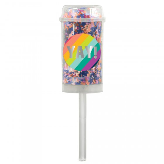 PARTY POPPERS - PUSH UP POPPER MULTI COLOURED CONFETTI - PK 2