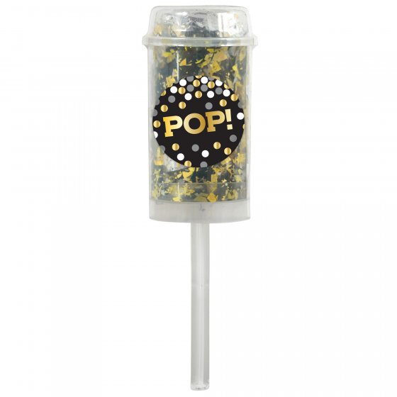 PARTY POPPERS - PUSH UP POPPER GOLD, SILVER & BLACK - PACK 2