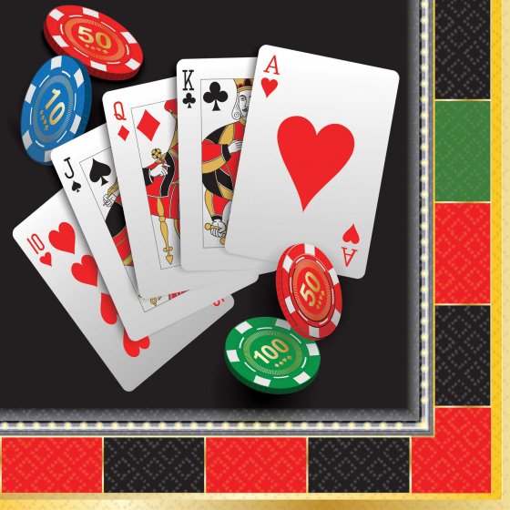 CASINO 'ROLL THE DICE' COCKTAIL NAPKINS - PACK OF 16