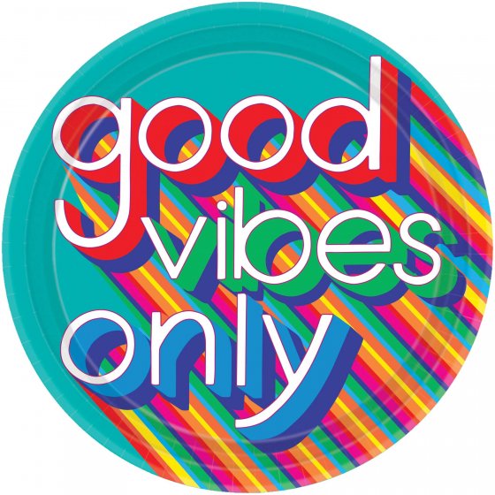 DISCO 70'S GOOD VIBES DINNER PLATES - PACK OF 8