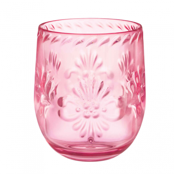 BOHO VIBES PINK FLORAL STEMLESS WINE GLASS