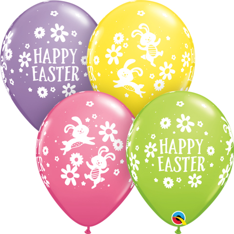 BALLOONS LATEX - SPRING EASTER BUNNIES PACK OF 25