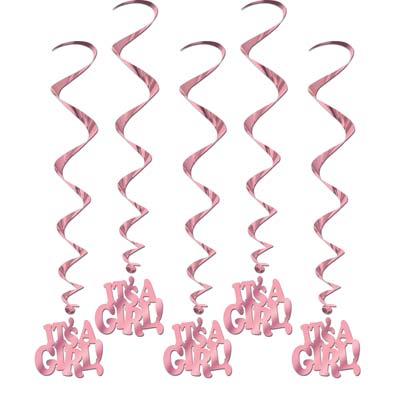 IT'S A GIRL HANGING SWIRLS PACK OF 5