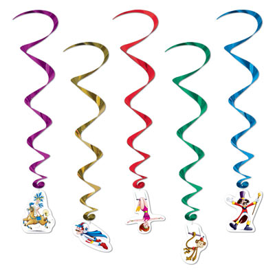 CIRCUS WHIRLS HANGING DECORATION - PACK OF 5