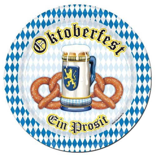 OKTOBERFEST PRETZEL & BIER DINNER PLATES PACK OF 8