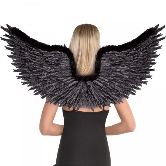 LARGE FEATHERED BLACK ANGEL WINGS