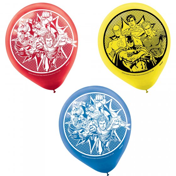 BALLOONS LATEX - JUSTICE LEAGUE PACK OF 6