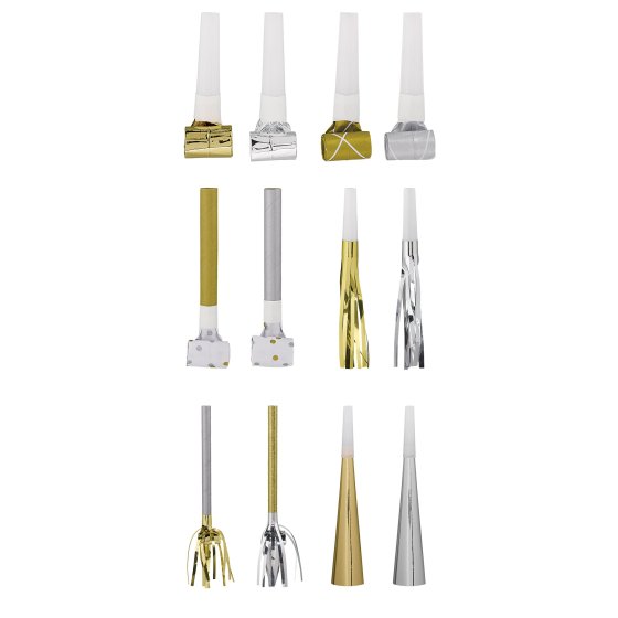 NOISEMAKERS SILVER & GOLD BULK PACK OF 50