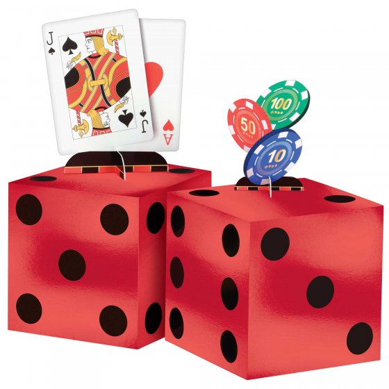 DICE, CARD & CHIPS CASINO TABLE DECORATING KIT - PACK OF 4