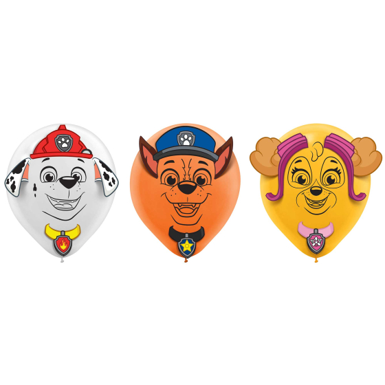 LATEX BALLOONS - PAW PATROL WITH PAPER ADHESIVE ADD ONS PACK OF
