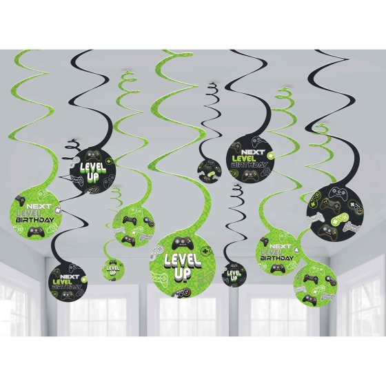 LEVEL UP GAMING HANGING SPIRALS DECORATIONS - PACK OF 12