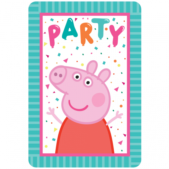 PEPPA PIG CONFETTI PARTY INVITATIONS PACK OF 8