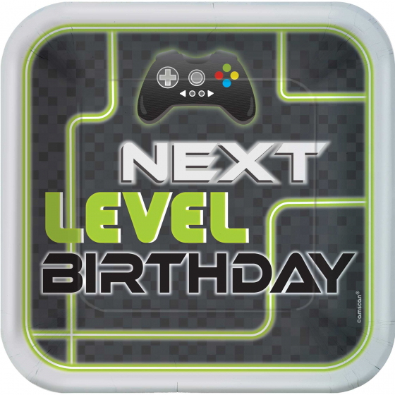 LEVEL UP GAMING BIRTHDAY PARTY DINNER PLATES - PACK OF 8