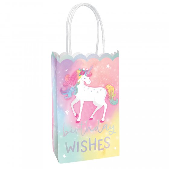 ENCHANTED UNICORN PAPER TREAT BAGS WITH HANDLE - PACK OF 10