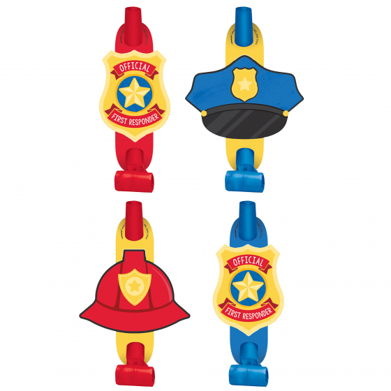 FIRST RESPONDERS MEDALLION PARTY BLOWOUTS PACK OF 8