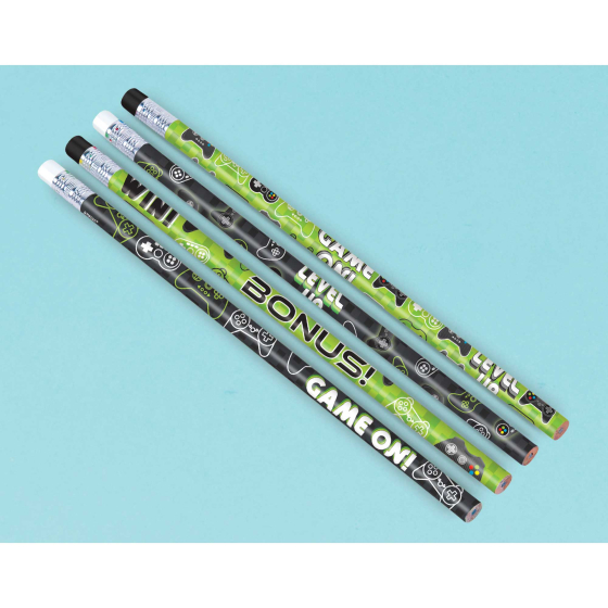 LEVEL UP GAMING PENCIL PARTY FAVOURS - PACK OF 8