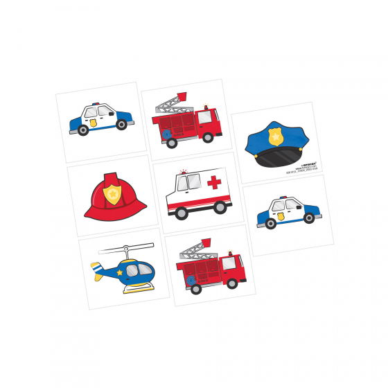 FIRST RESPONDERS TATTOOS PARTY FAVOURS PACK OF 8