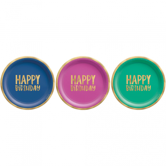 HAPPY BIRTHDAY HAPPY DOTS LUNCH PLATES - PACK OF 8