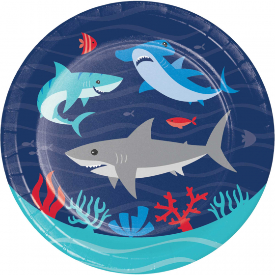 SHARK PARTY LUNCHEON PLATES PACK OF 8