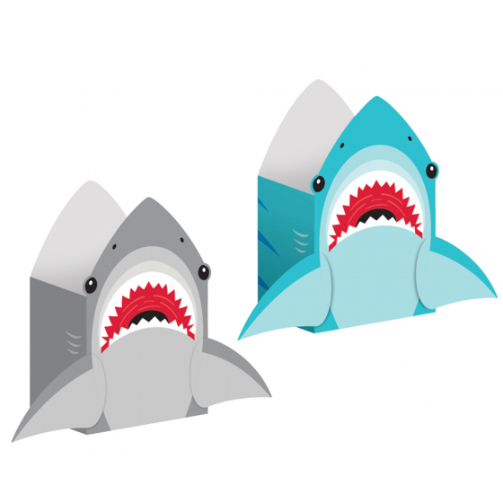 SHARK PARTY PAPER TREAT BAGS - PACK OF 8