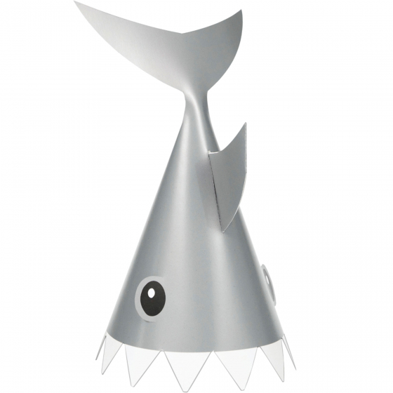 SHARK PARTY SHAPED PARTY HATS - PACK OF 8