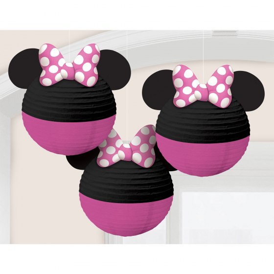 MINNIE MOUSE PAPER LANTERNS WITH BOWS & EARS - SET OF 3